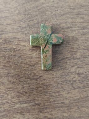 Green and Pink Stone Cross Pendant